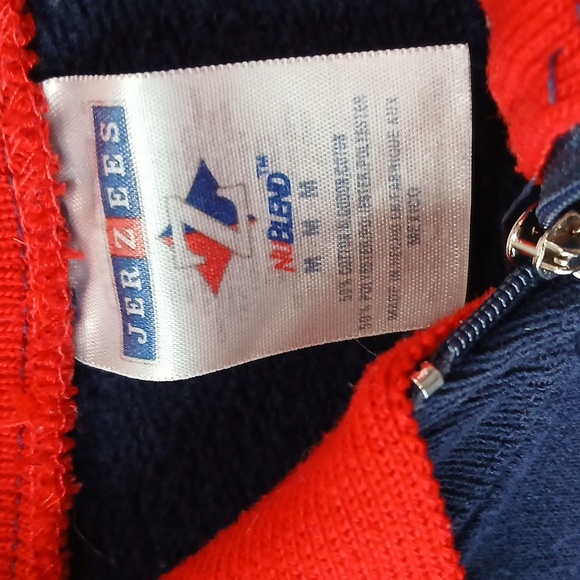 Jerzees Navy Cardinals Collared Sweatshirt Womens Medium Holidays Grannycore - Picture 2 of 3